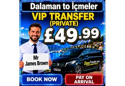 How much does a private taxi transfer cost from Dalaman Airport to Içmeler?