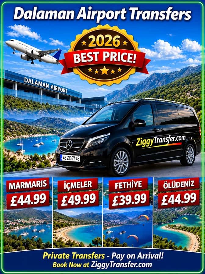 Dalaman Airport private transfers to Marmaris, Icmeler, Fethiye and Oludeniz
